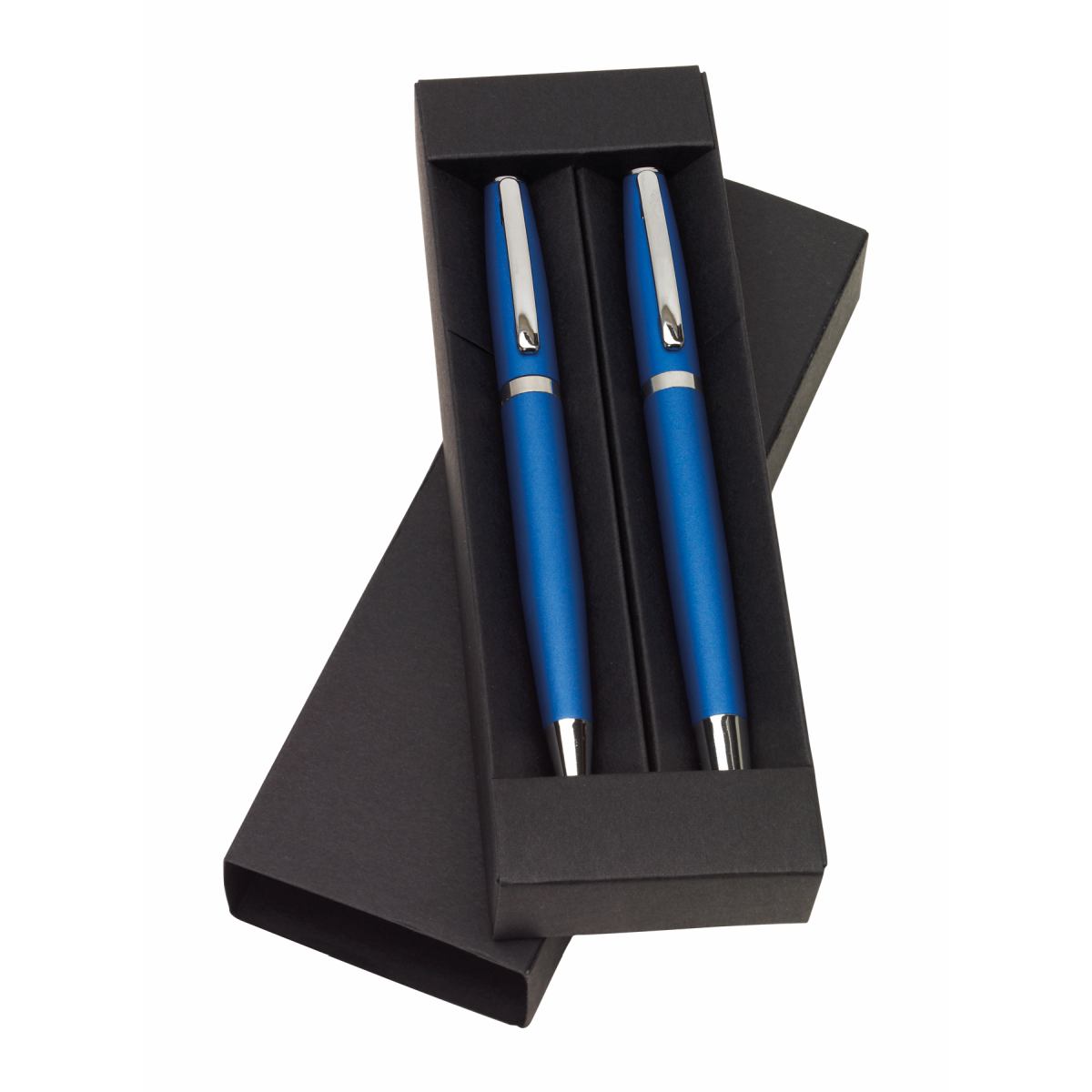 Personalisiertes Schreibset Blau - Aluminium Kugelschreiber & Rollerball mit Gravur