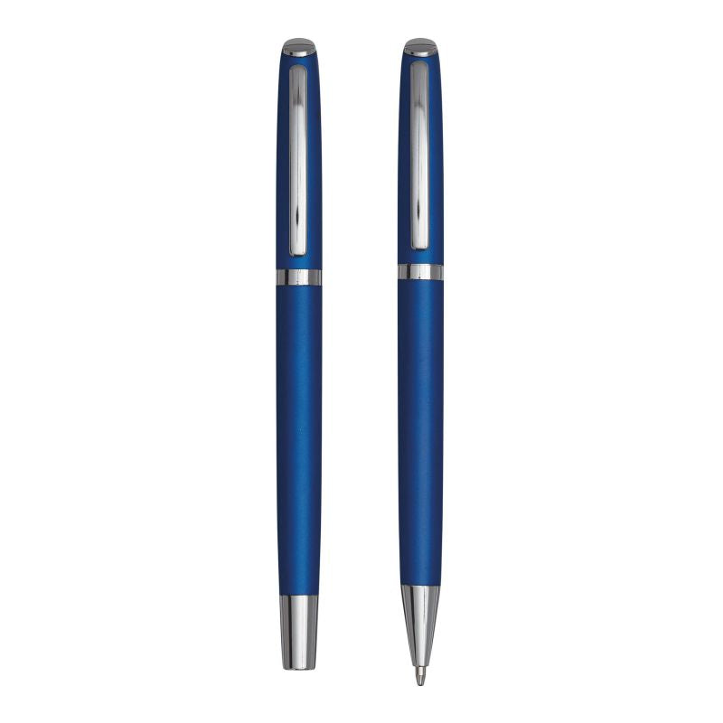 Personalisiertes Schreibset Blau - Aluminium Kugelschreiber & Rollerball mit Gravur