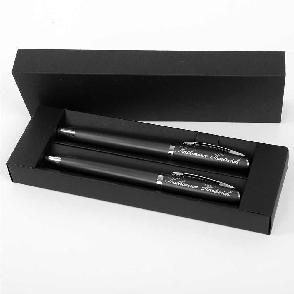 Exklusives Schreibset in Anthrazit-Grau mit individueller Gravur