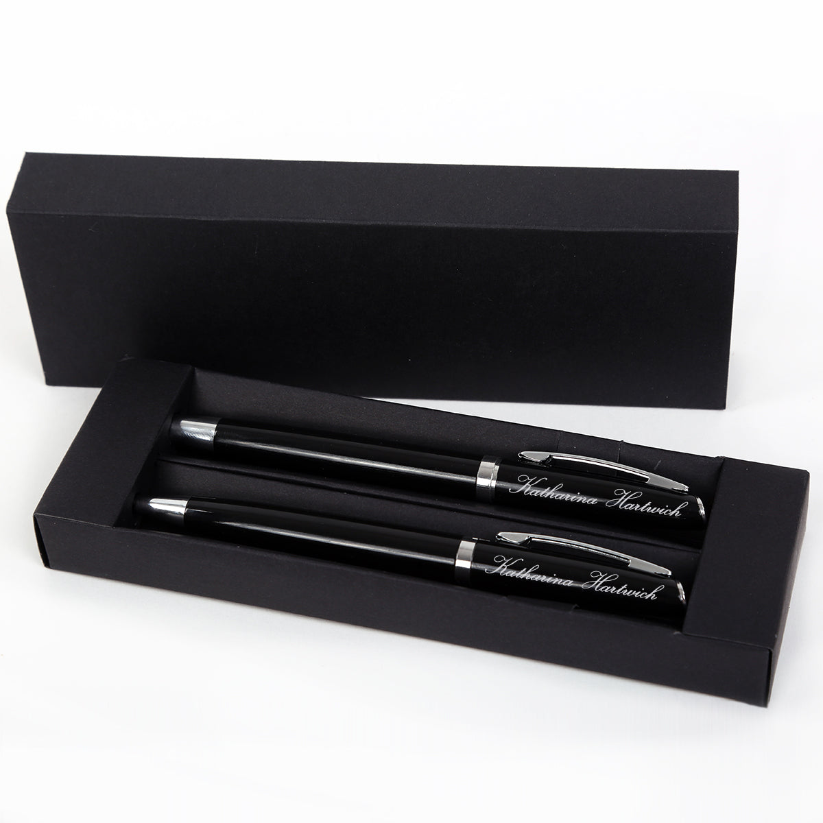 Edles Schreibset in Schwarz - Personalisiert mit Gravur