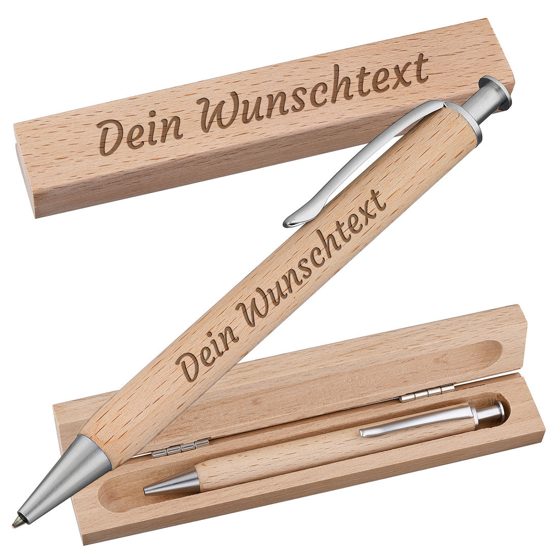 Holz Kugelschreiber mit Etui. Personalisierbar mit Gravur