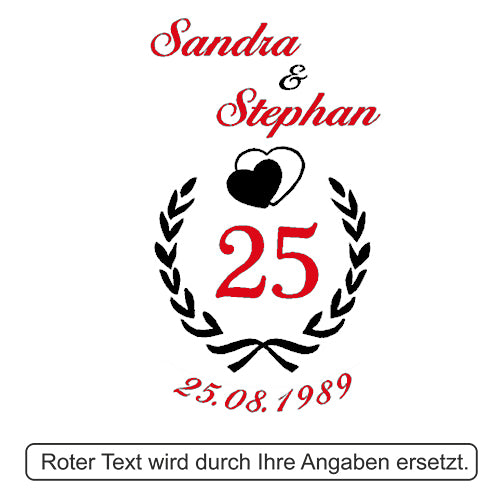 Personalisiertes Sektglas-Set "Silberhochzeit" – 2 Kristallgläser mit Herz-Stiel und Jubiläumsgravur