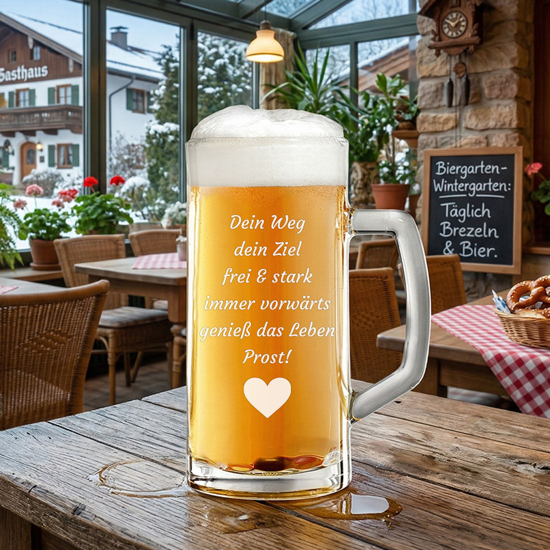 Personalisierter Bierkrug mit Gravur – Wunschtext & Symbol