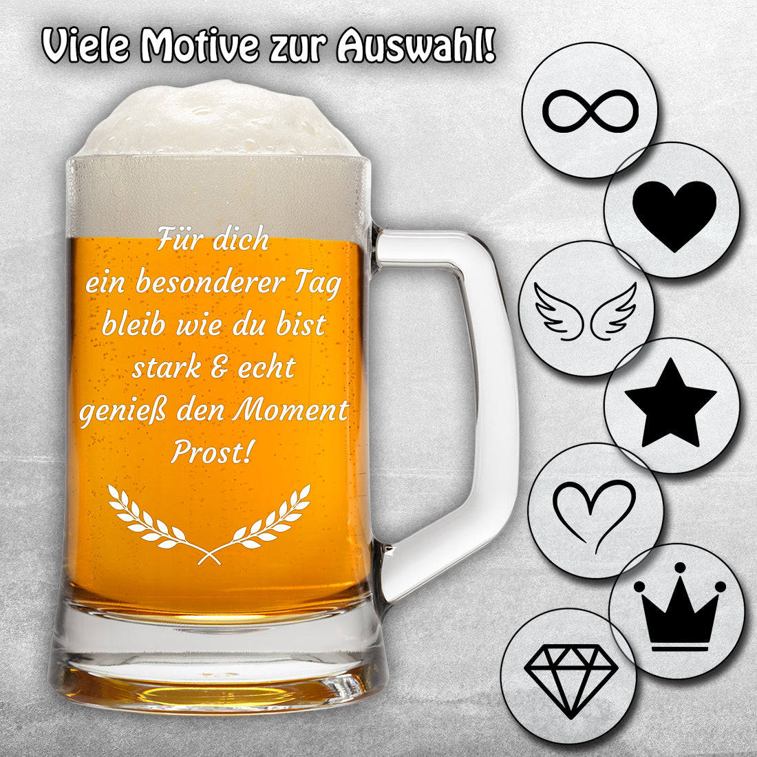 Personalisiertes Bierglas mit Gravur | Wunschtext, Name & Symbol