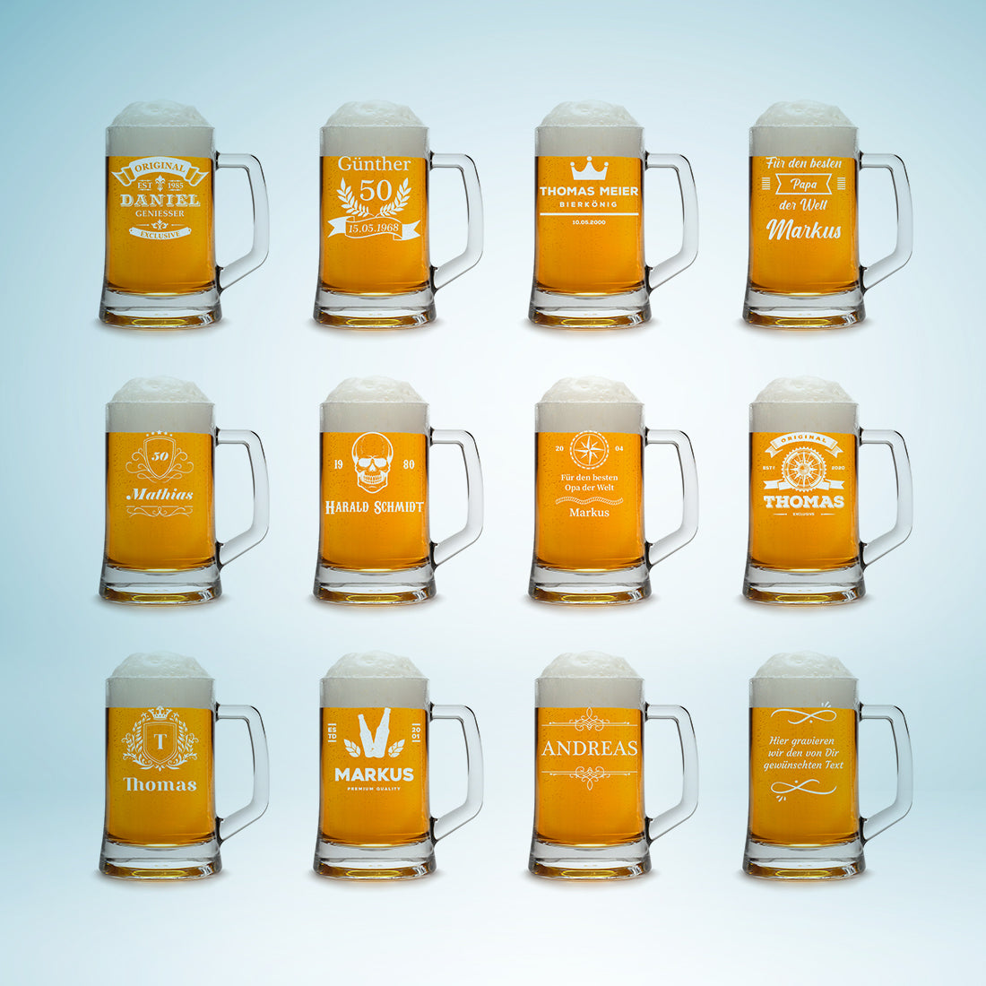 Bierkrug 0,5 Liter mit Gravur "Für den besten Papa der Welt"