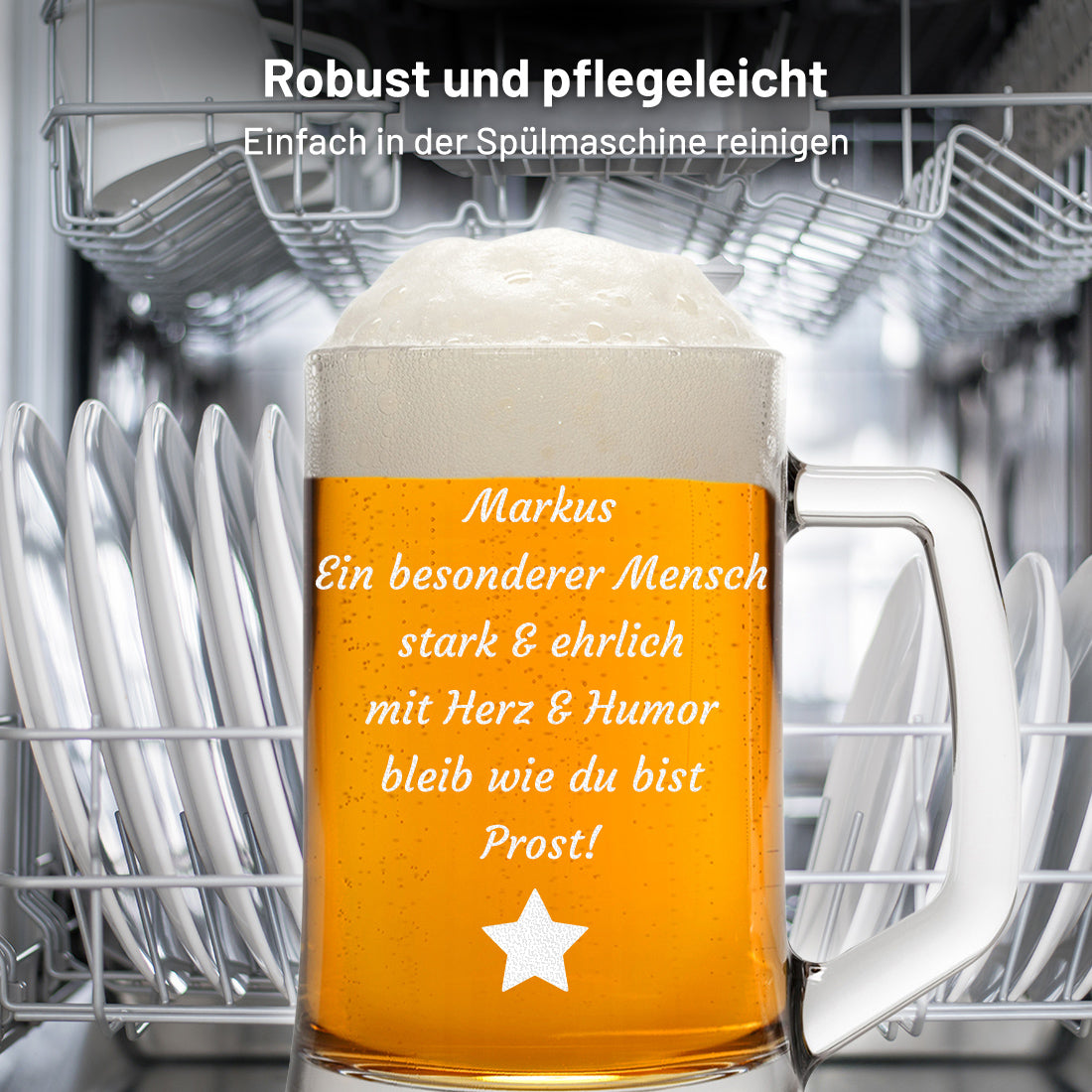 Personalisiertes Bierglas mit Gravur | Wunschtext, Name & Symbol