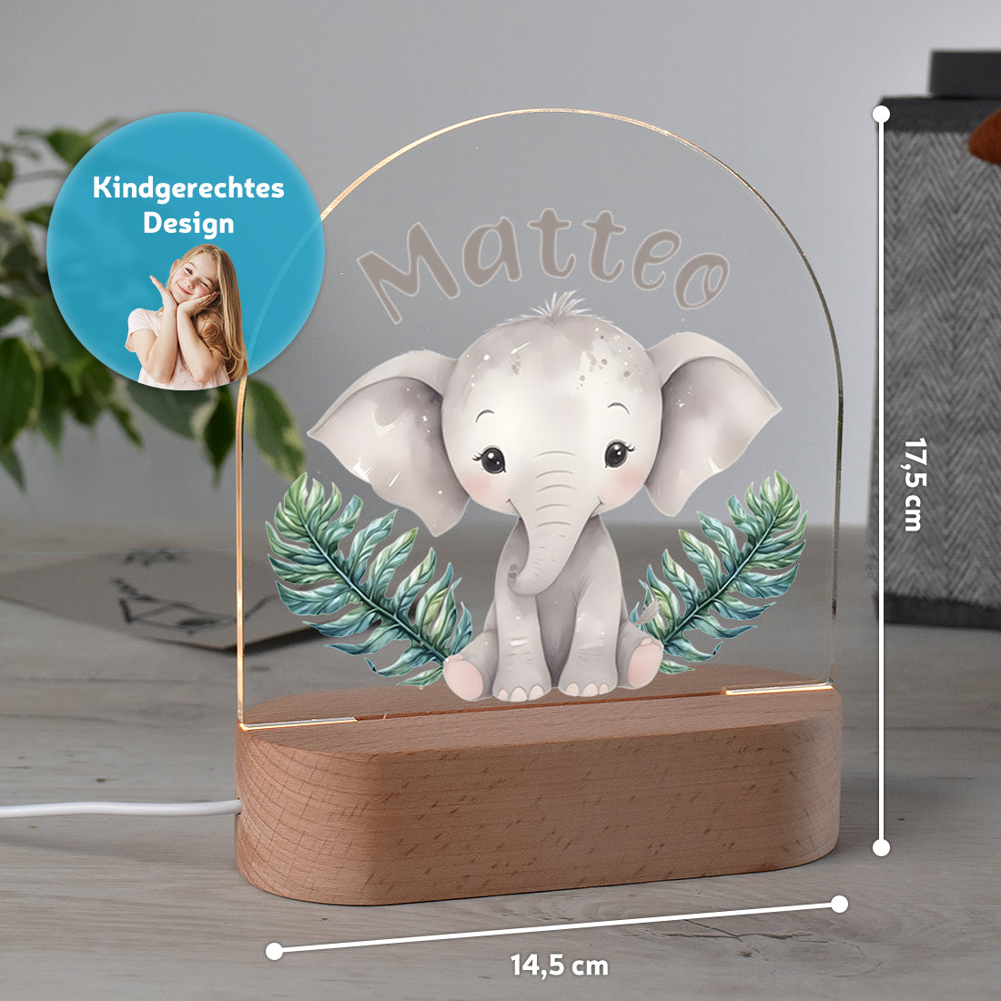 Schlummerlicht Elefant personalisiert LED-Nachtlicht
