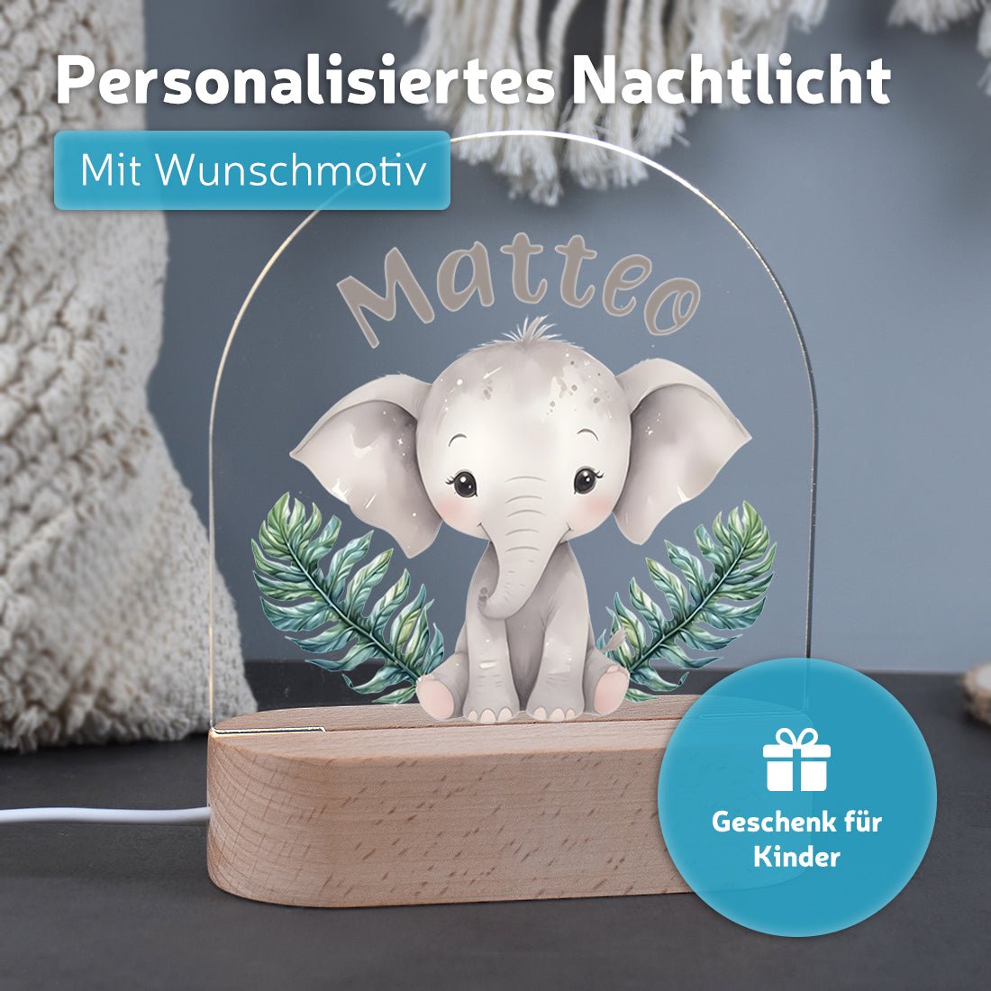 Schlummerlicht Elefant personalisiert LED-Nachtlicht