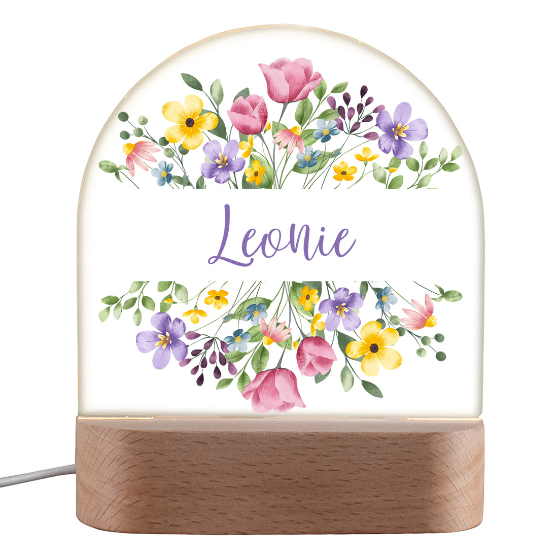 LED-Nachtlicht mit Blumen-Kranz – Personalisiertes Geschenk