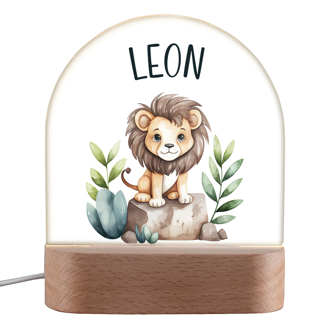 Nachtlicht Löwe personalisiert - LED Lampe mit Namen für Kinder
