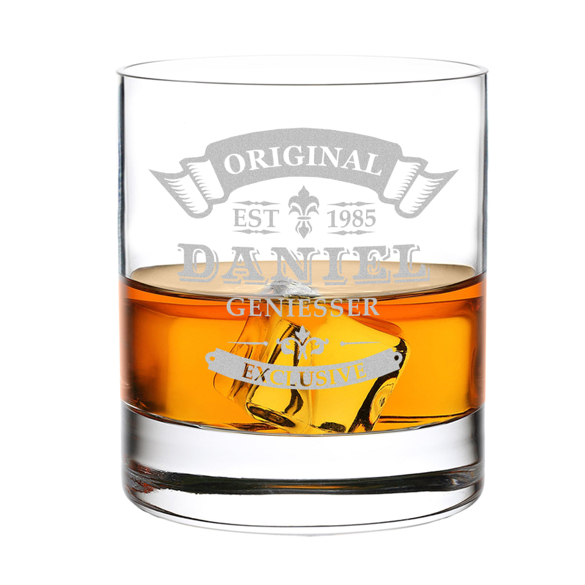 Whisky-Set 5-teilig mit Kühlsteine, Box und Glas - personalisiert