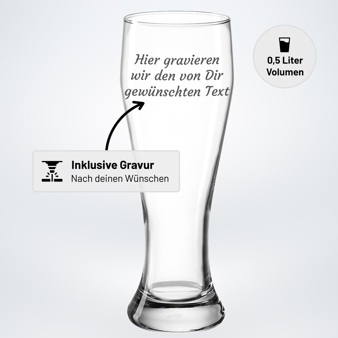 Personalisiertes Weizenbierglas 0,5L mit Gravur
