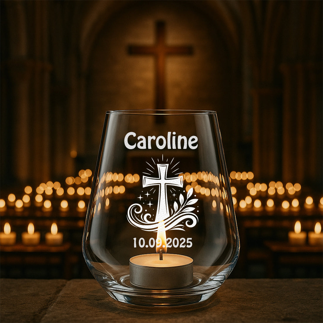 Personalisiertes Teelicht zur Konfirmation & Kommunion mit Gravur