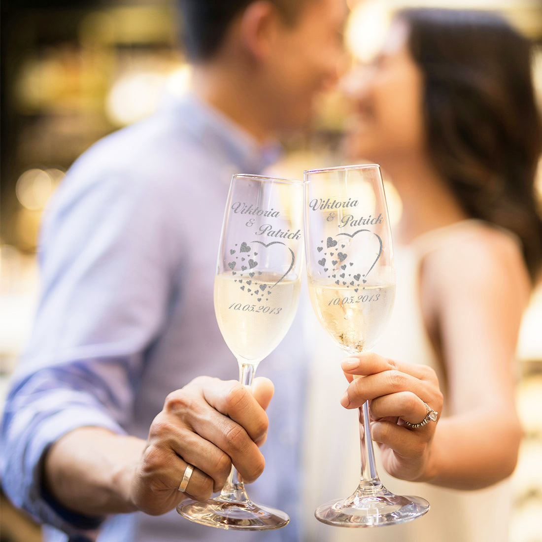 Sektgläser 2er-Set 210 ml mit Herz Gravur