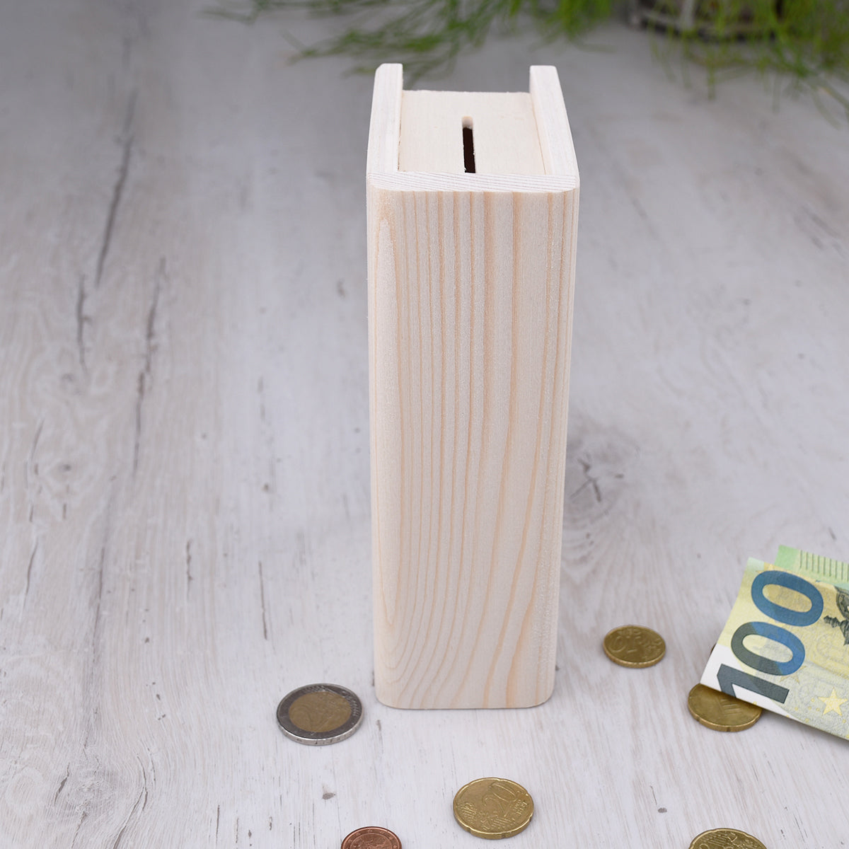Personalisierte Buch-Spardose aus Holz - Fisch-Motiv & Gravur zur Taufe & Konfirmation
