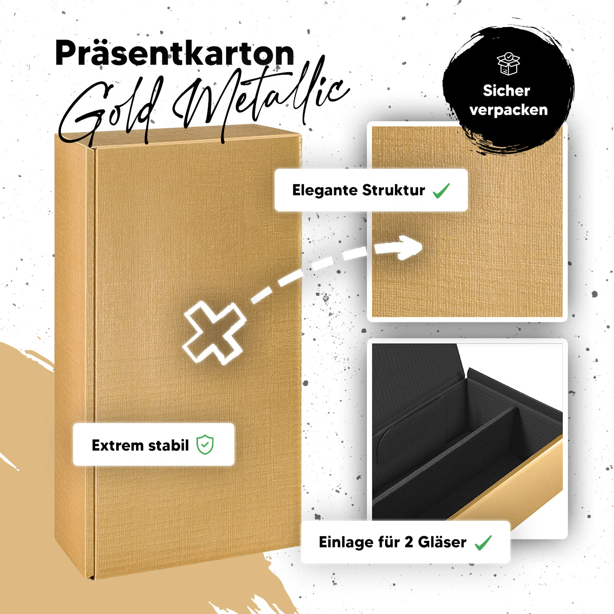 Goldene Premium-Präsentbox - 360 x 185 x 95 mm