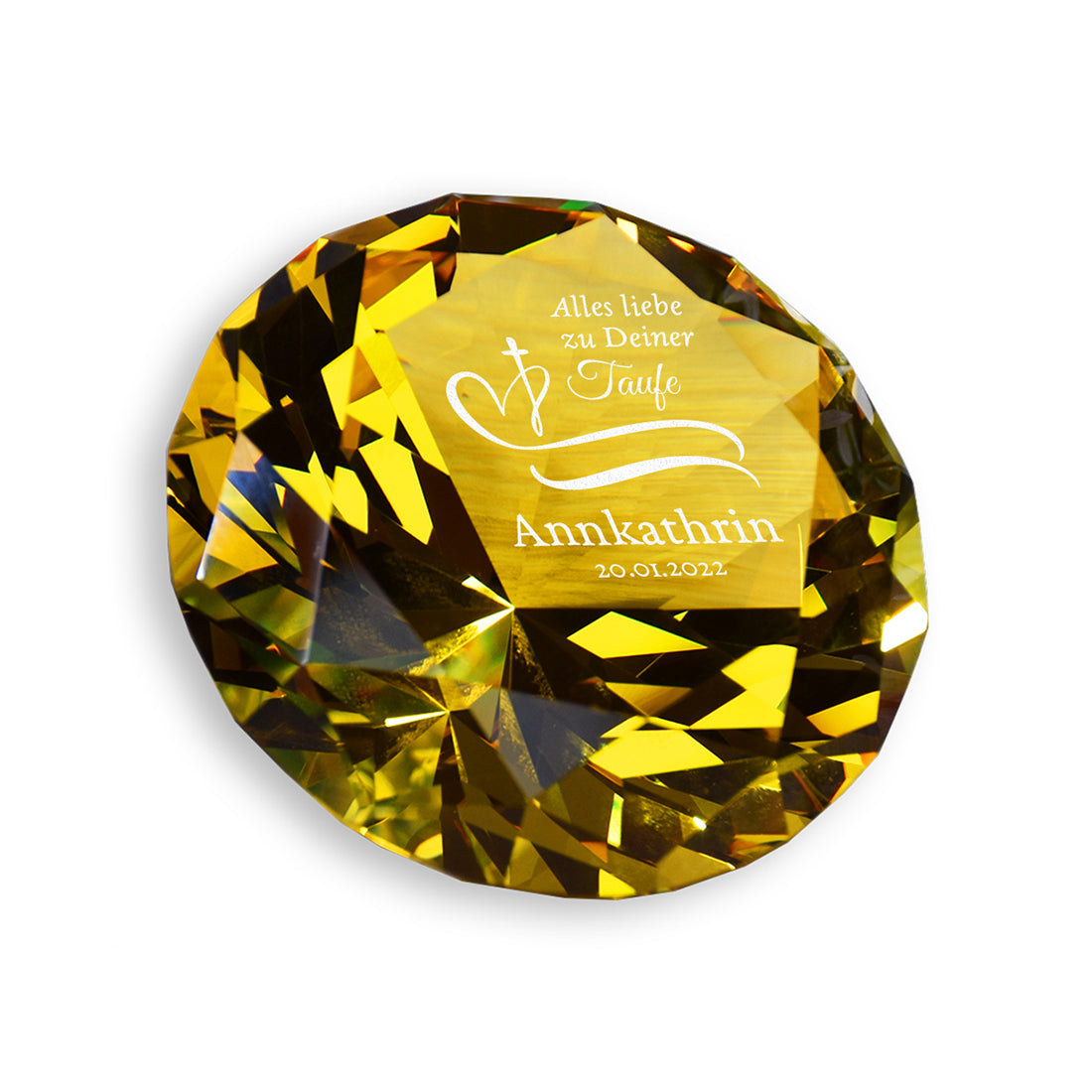Diamant Farbe gelb Motiv Herz & Kreuz