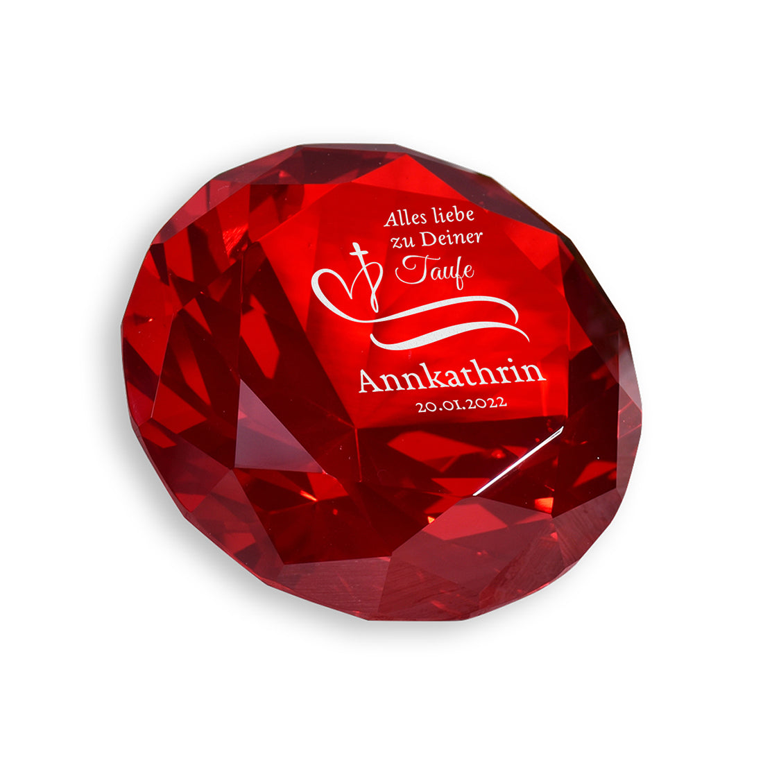 Diamant Farbe rot Motiv Herz & Kreuz