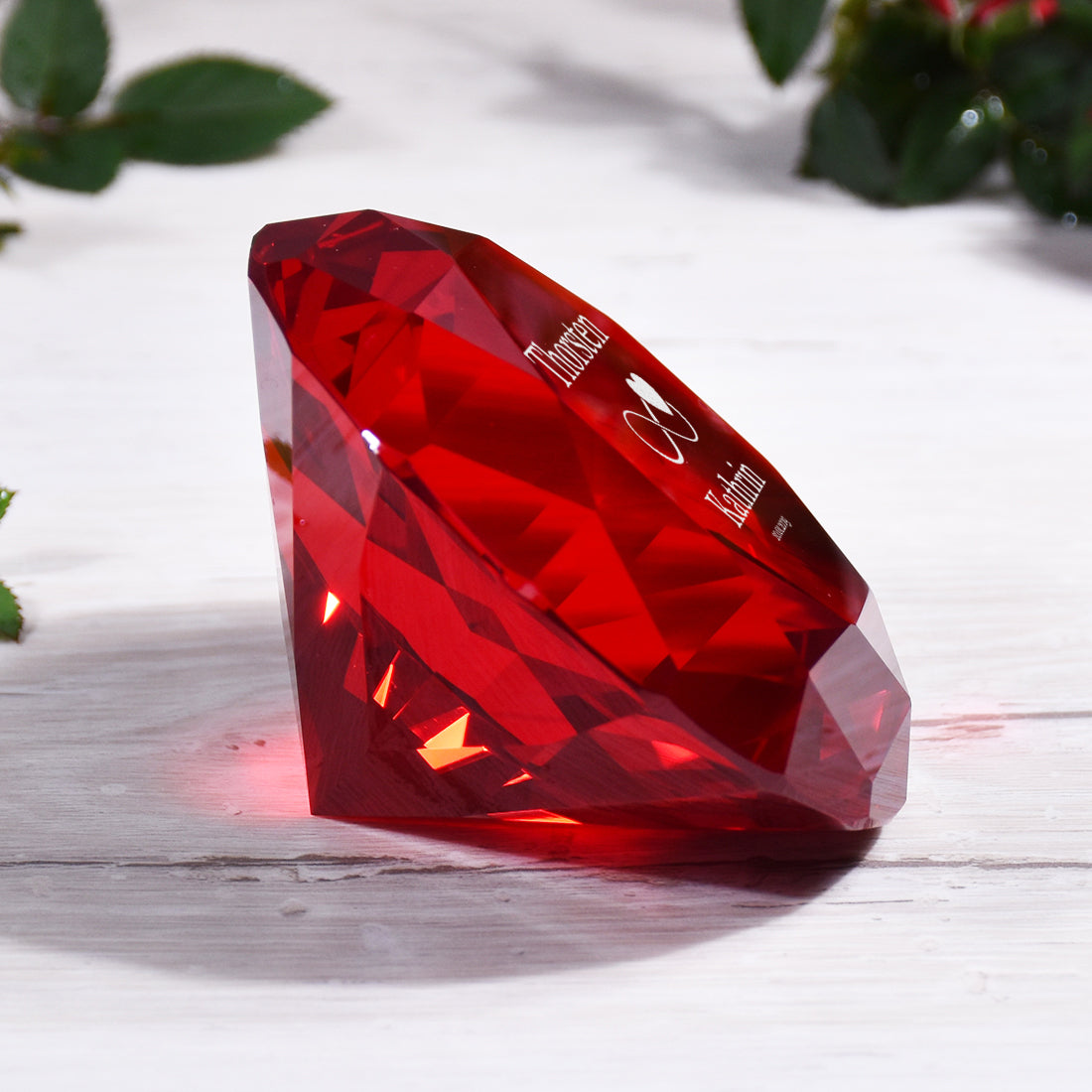 Glasdiamant "Unendlichkeit & Herz" mit Gravur – Geschenk zur Hochzeit & Jahrestag