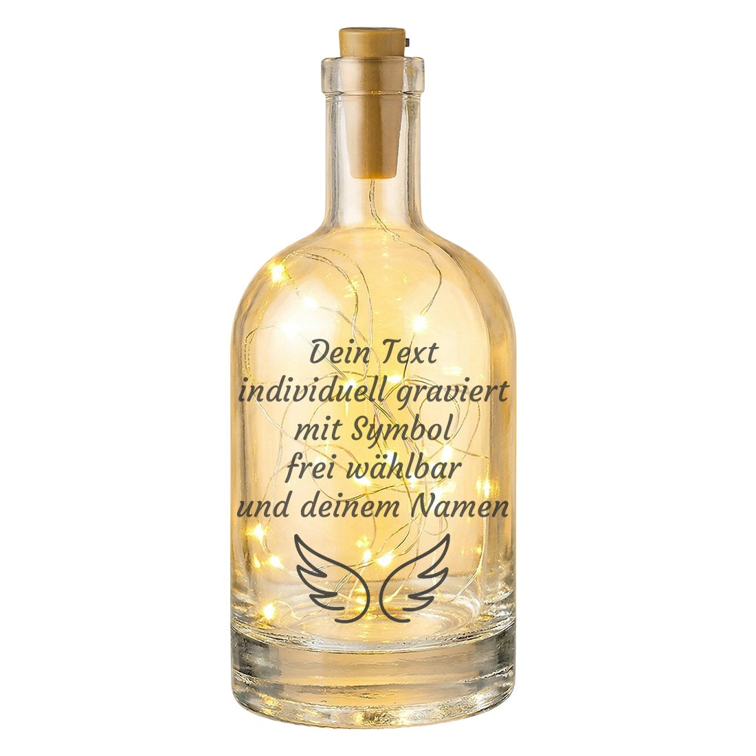 Personalisiertes LED-Flaschenlicht mit Gravur - Wunschtext & Wunschmotiv