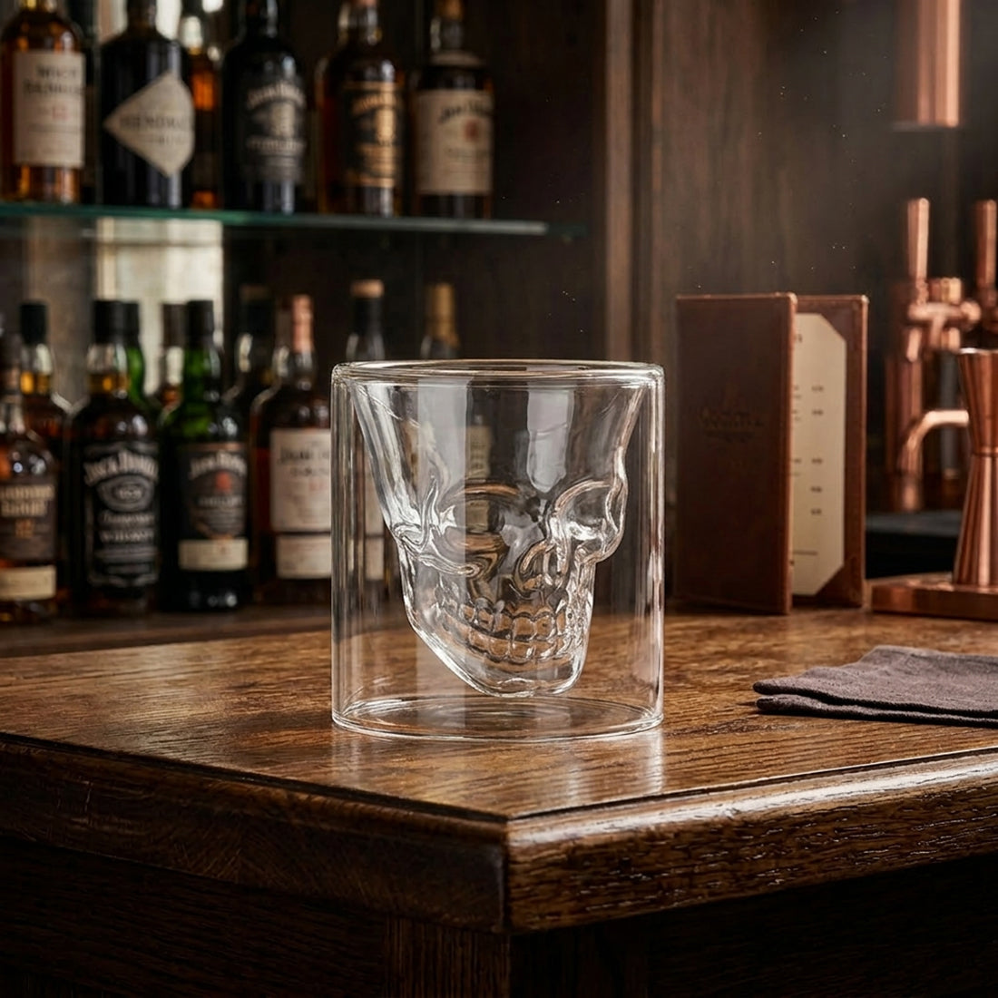 Extravagantes Totenkopf-Schnapsglas "The Golden Skull" - 130ml