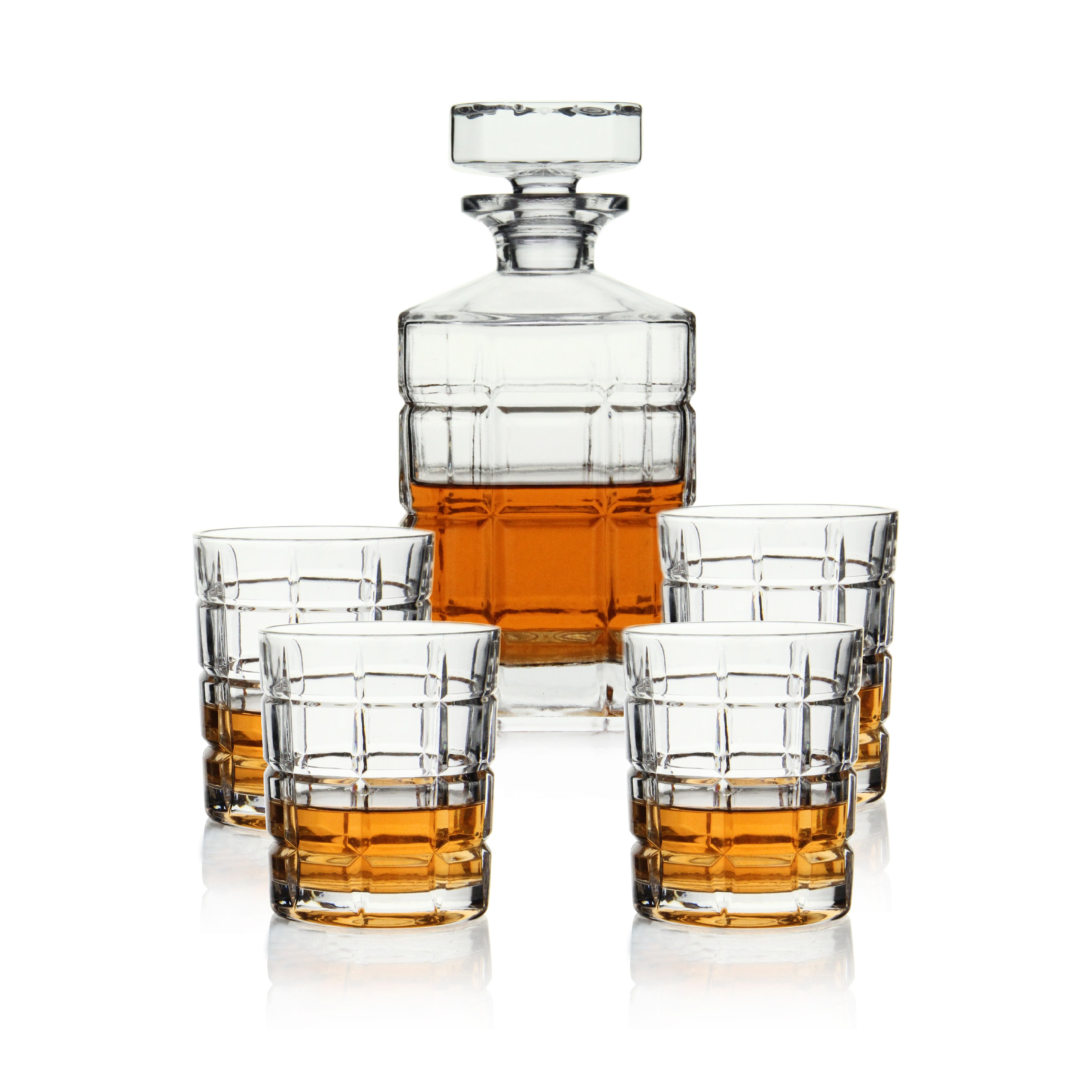 Whisky-Set 5-teilig Karaffe 800 ml & 4 Whiskygläser 320 ml - Ideal für Whiskyliebhaber
