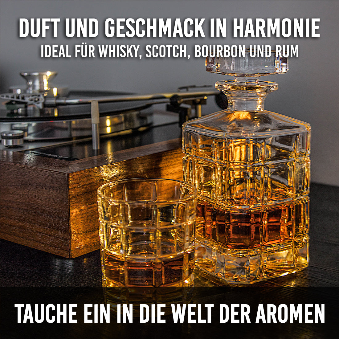 Whisky-Set 5-teilig Karaffe 800 ml & 4 Whiskygläser 320 ml - Ideal für Whiskyliebhaber