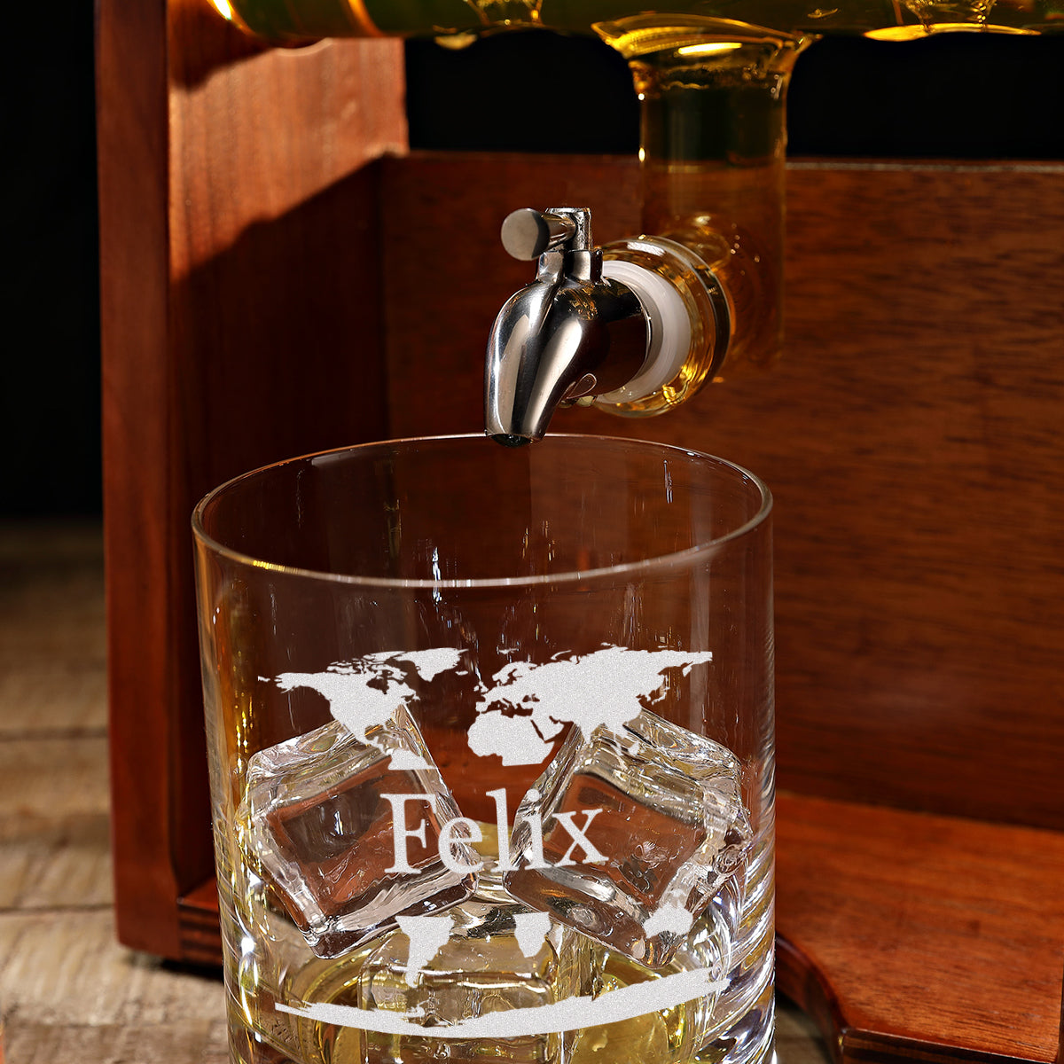 Segelschiff Dekanter Set "Weltkarte" mit 2 Whisky Tumbler