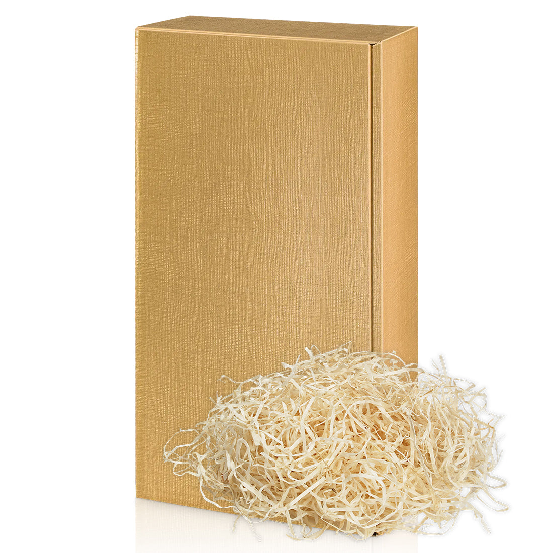Goldene Premium-Präsentbox - 360 x 185 x 95 mm inkl. Holzwolle