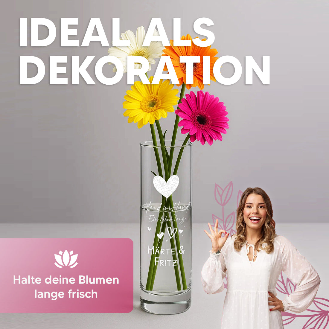 Vase als Deko Hand in Hand