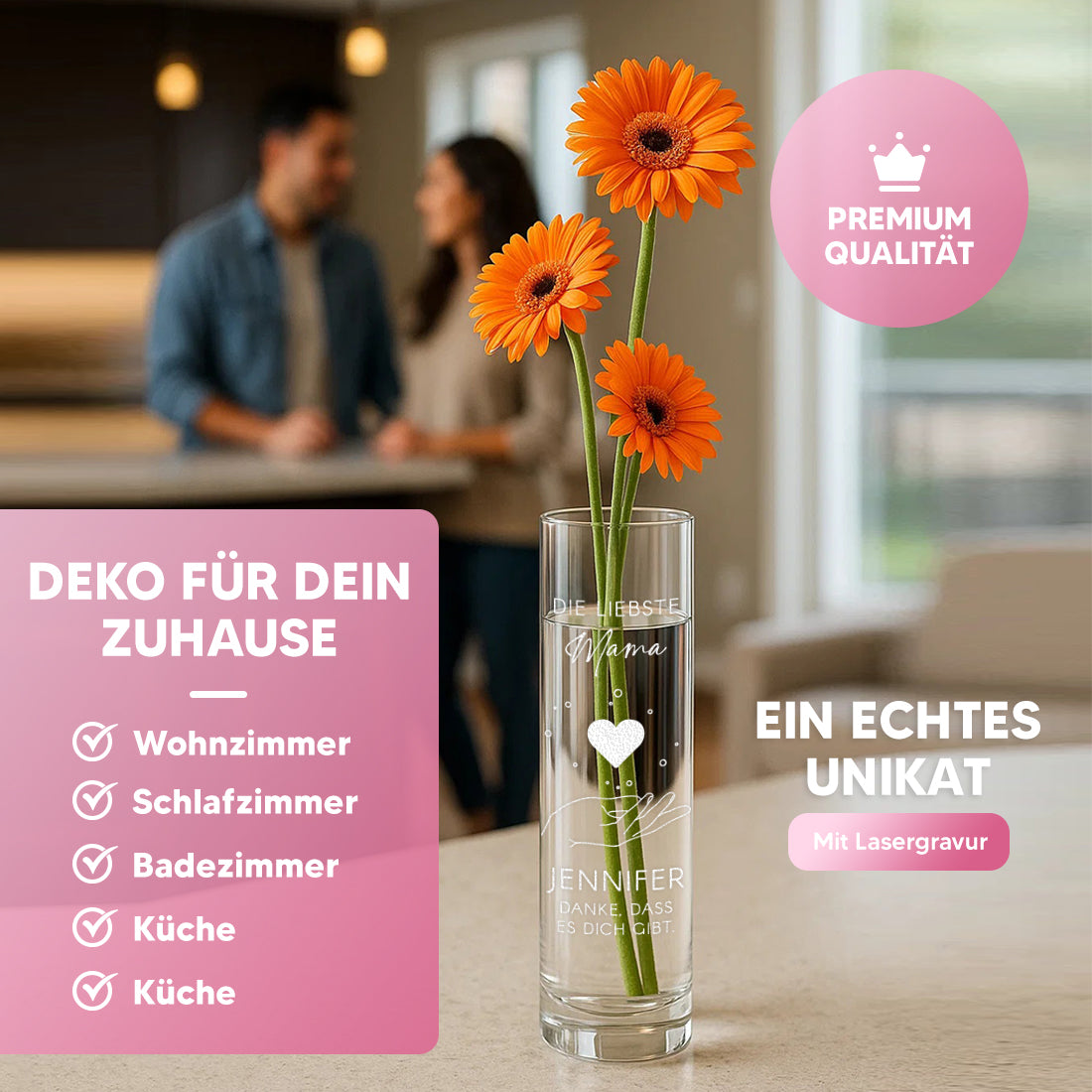 Vase mit Gravur liebste Mama
