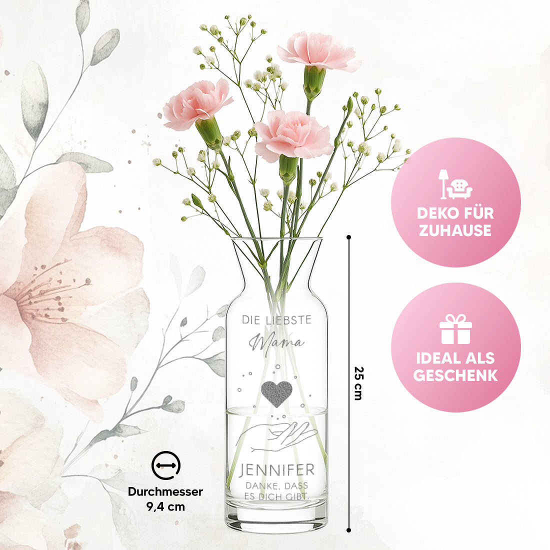Karaffen-Vase Produktdetails liebste Mama