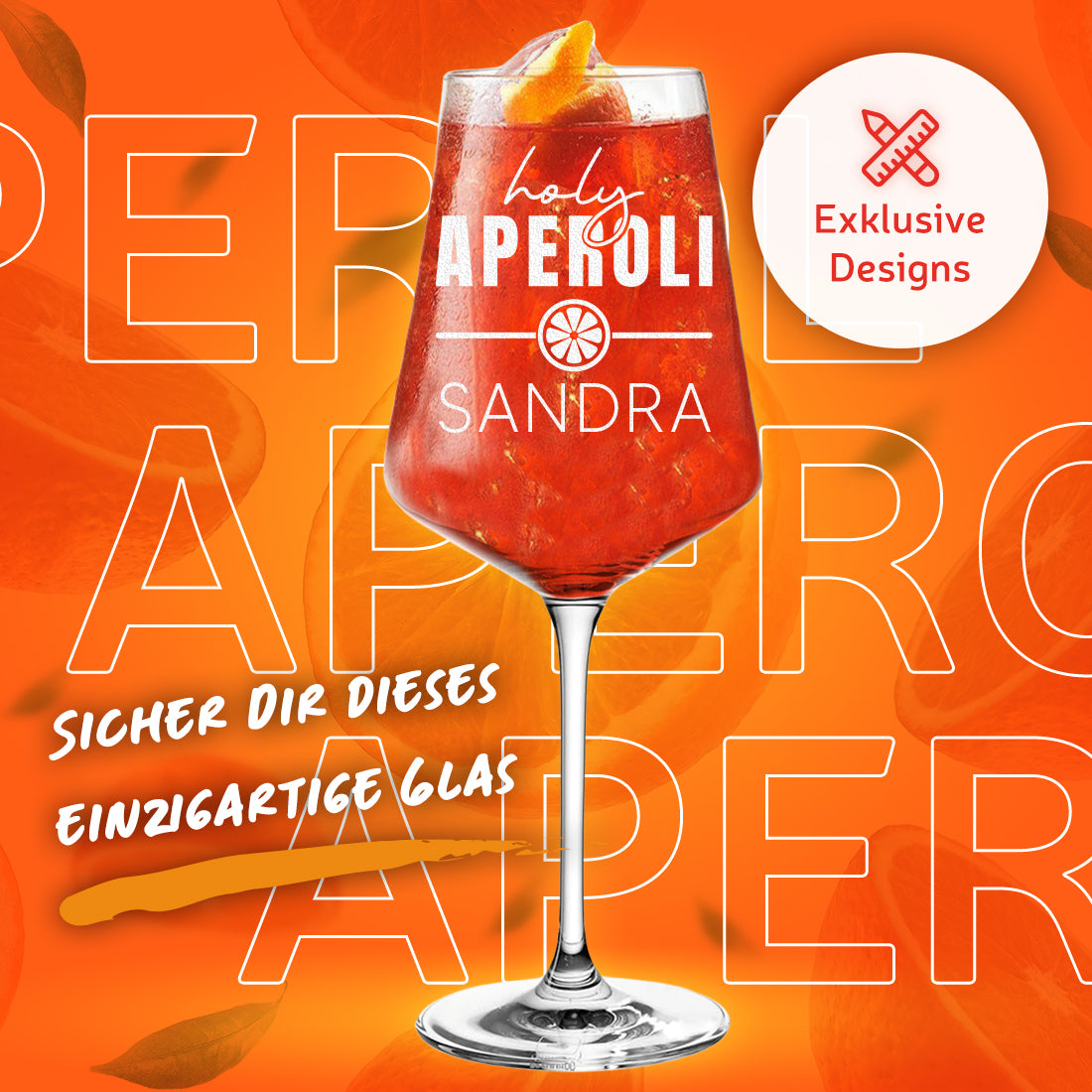 Aperol Spritz Glas 560 ml Holy Aperoli mit Gravur