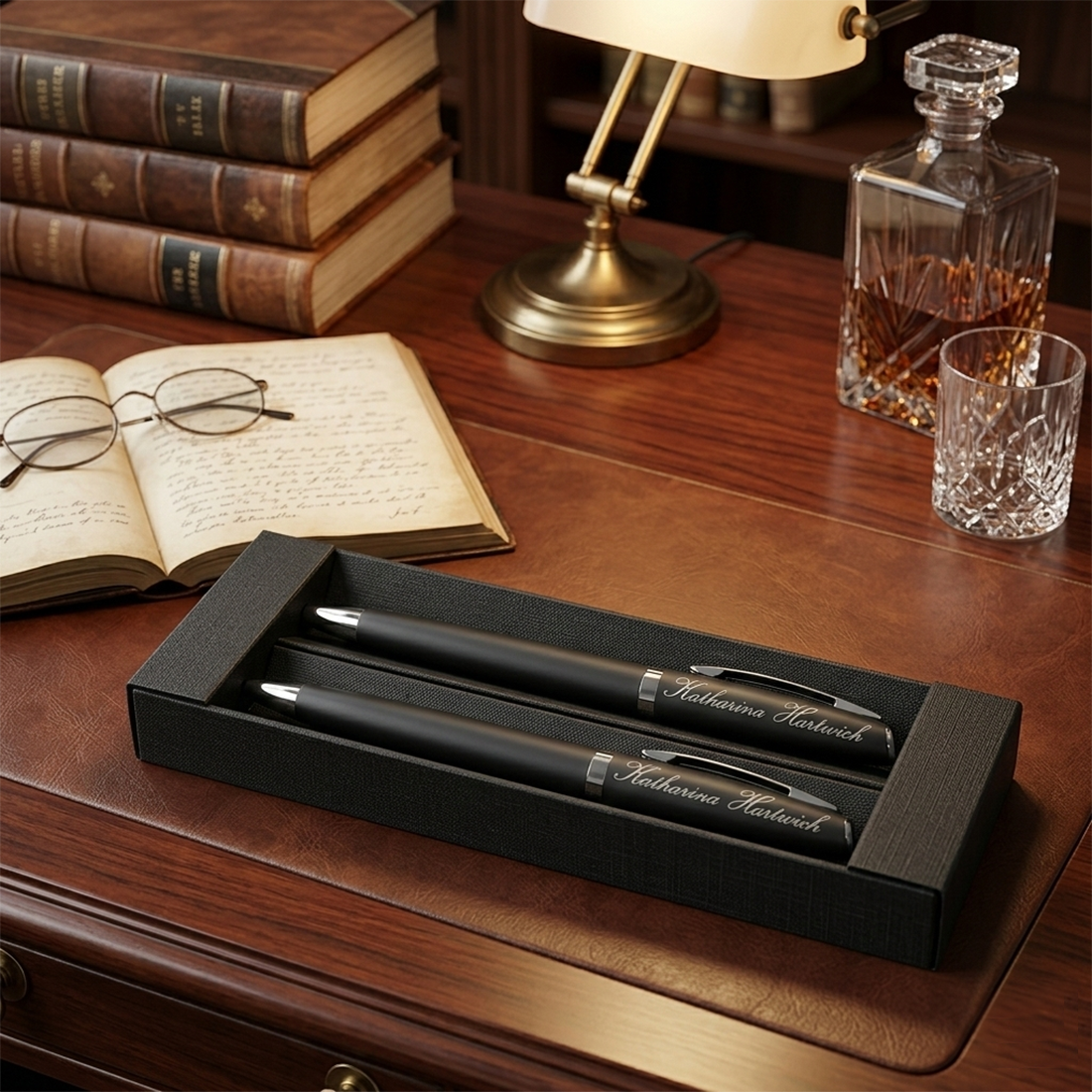 Exklusives Schreibset in Anthrazit-Grau mit individueller Gravur