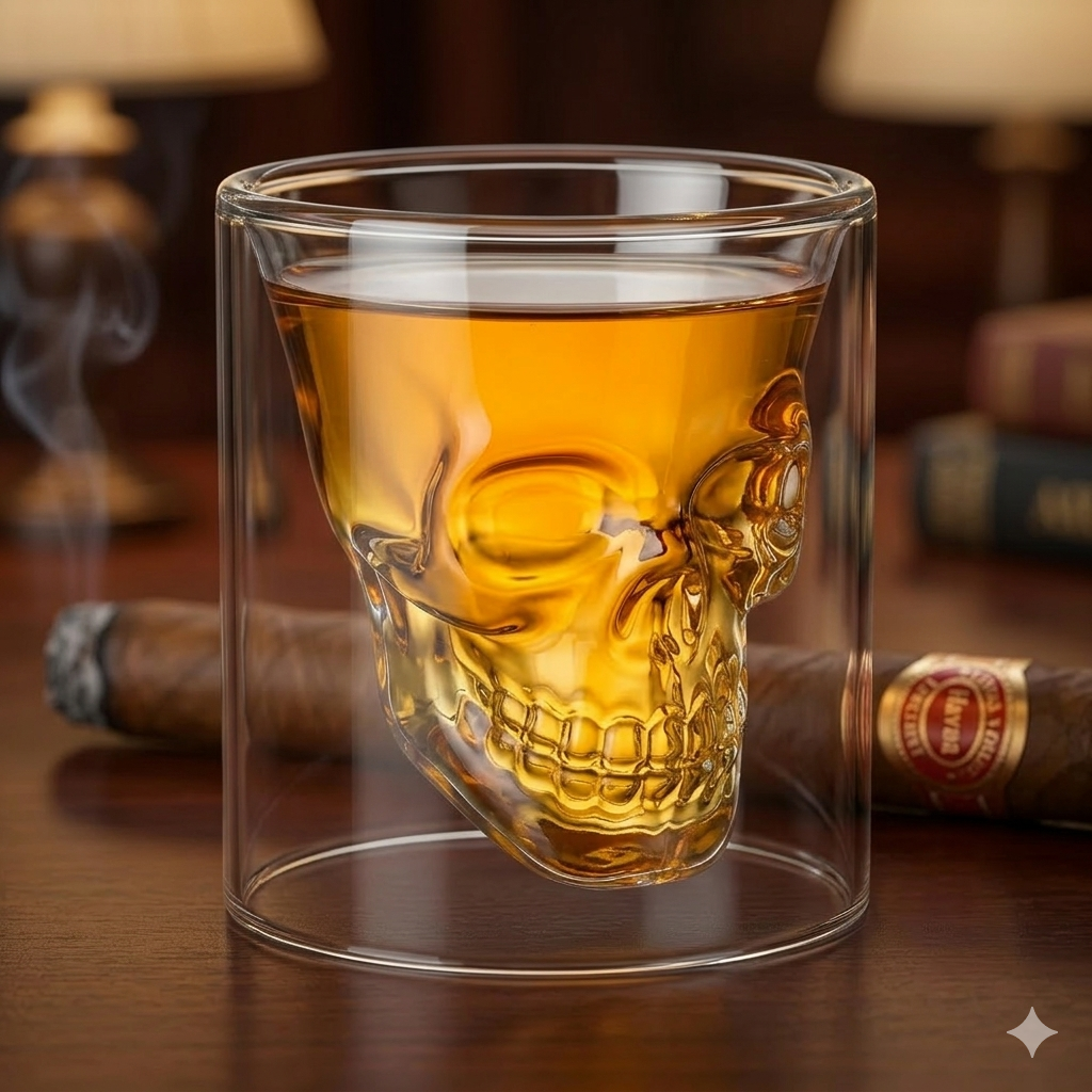 Extravagantes Totenkopf-Schnapsglas "The Golden Skull" - 130ml