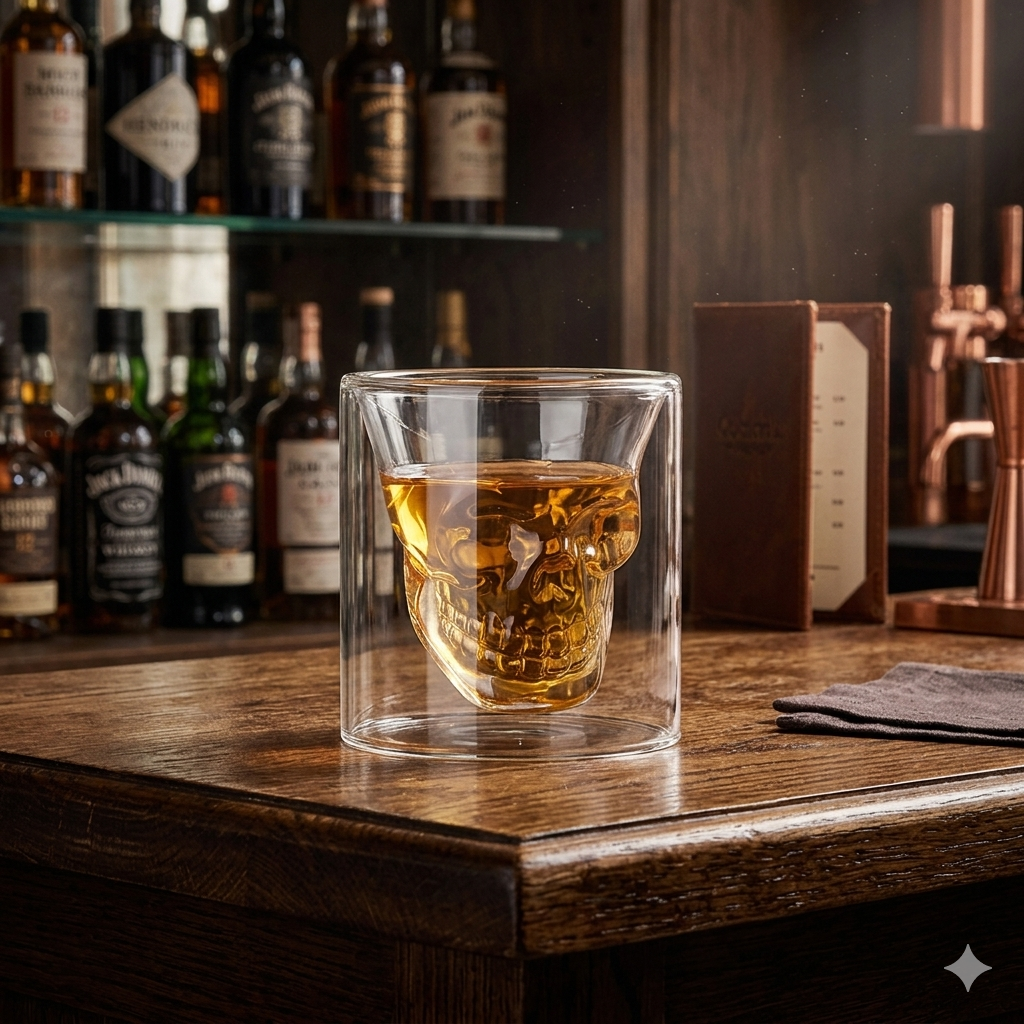 Extravagantes Totenkopf-Schnapsglas "The Golden Skull" - 130ml