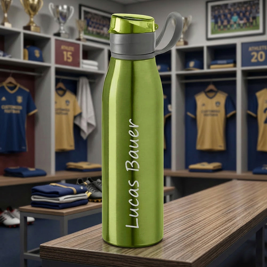 Personalisierte Trinkflasche Grün - 650ml Aluminium mit Wunschgravur