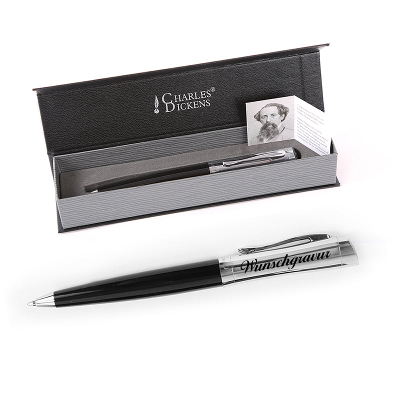 Charles Dickens® Kugelschreiber mit Wunschgravur – Personalisiertes Schreibset in edler Geschenkbox