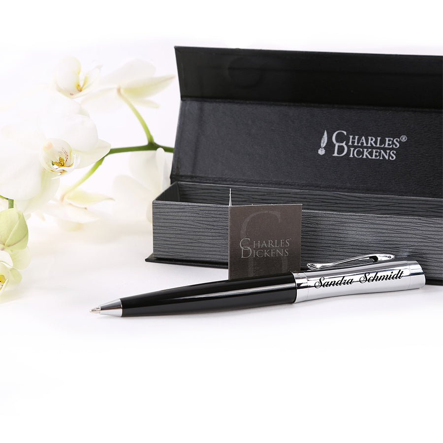 Charles Dickens® Kugelschreiber mit Wunschgravur – Personalisiertes Schreibset in edler Geschenkbox