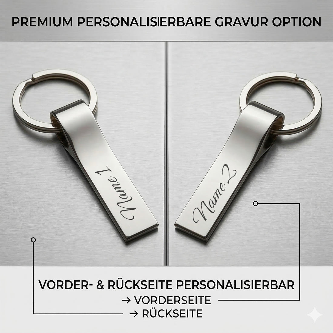 Personalisierter Schlüsselanhänger mit beidseitiger Gravur