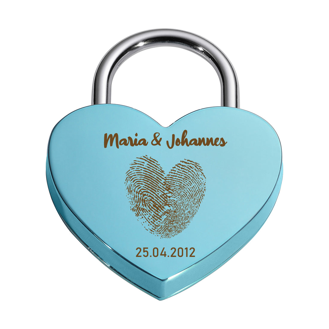 Liebesschloss Herz-Schloss mit Gravur - Motiv Herz Fingerabdruck
