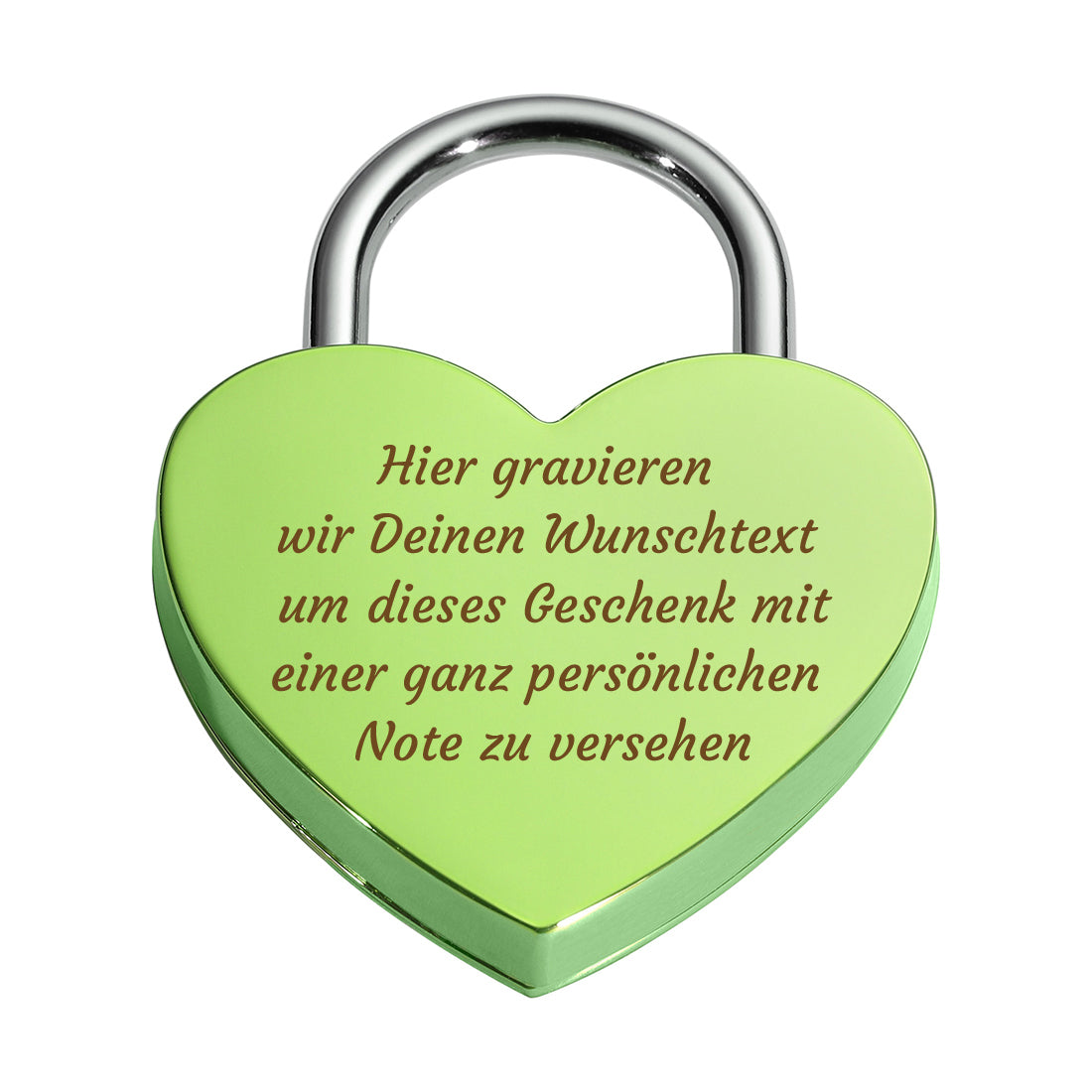 Vorhängeschloss Herz personalisiert - Liebesschloss mit Wunschtext Gravur