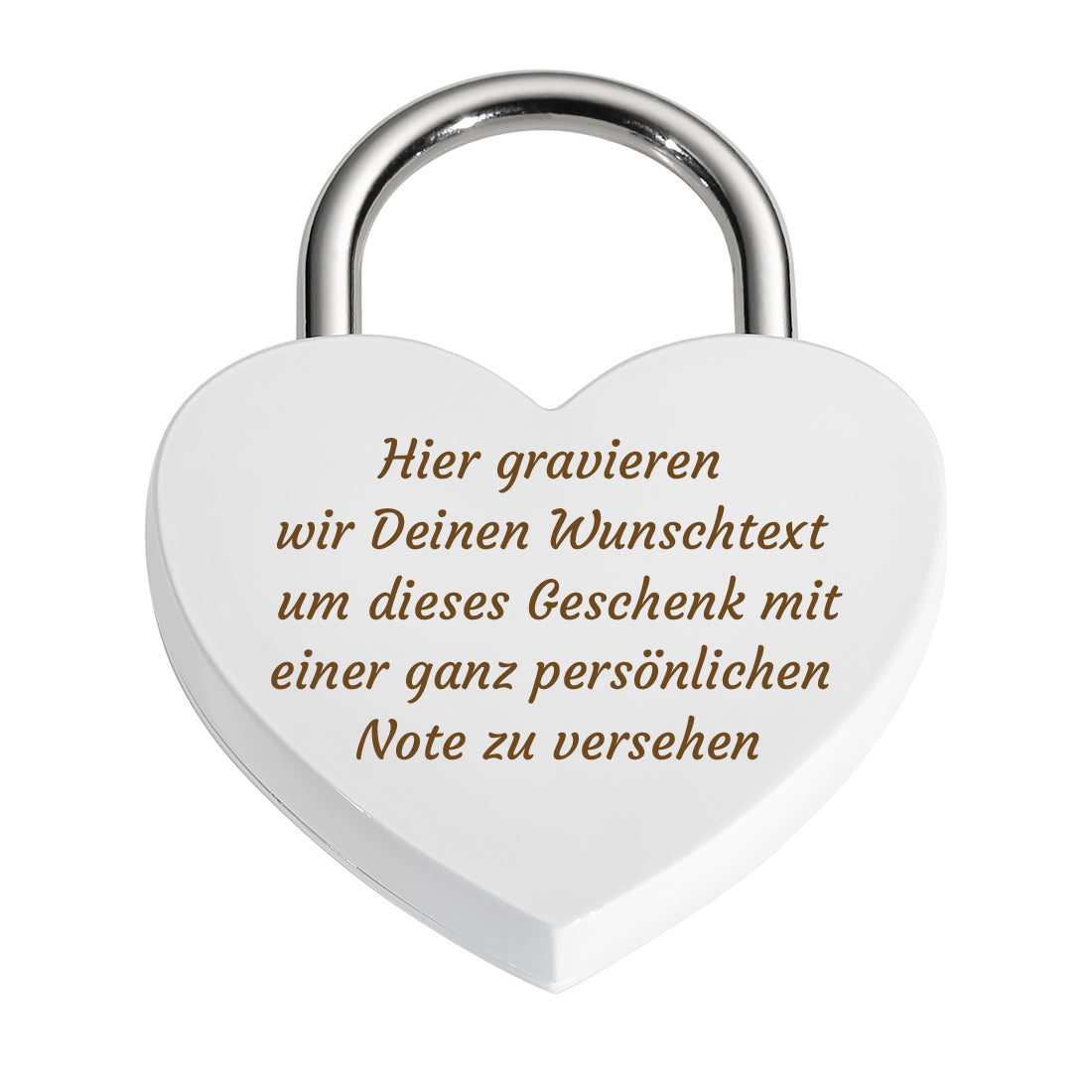 Vorhängeschloss Herz personalisiert - Liebesschloss mit Wunschtext Gravur
