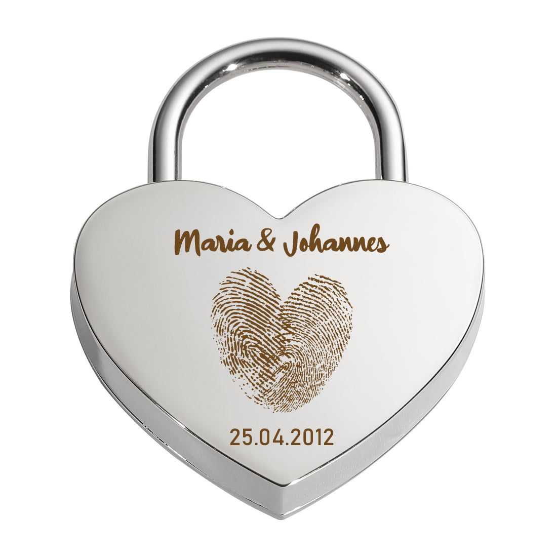 Liebesschloss Herz-Schloss mit Gravur - Motiv Herz Fingerabdruck