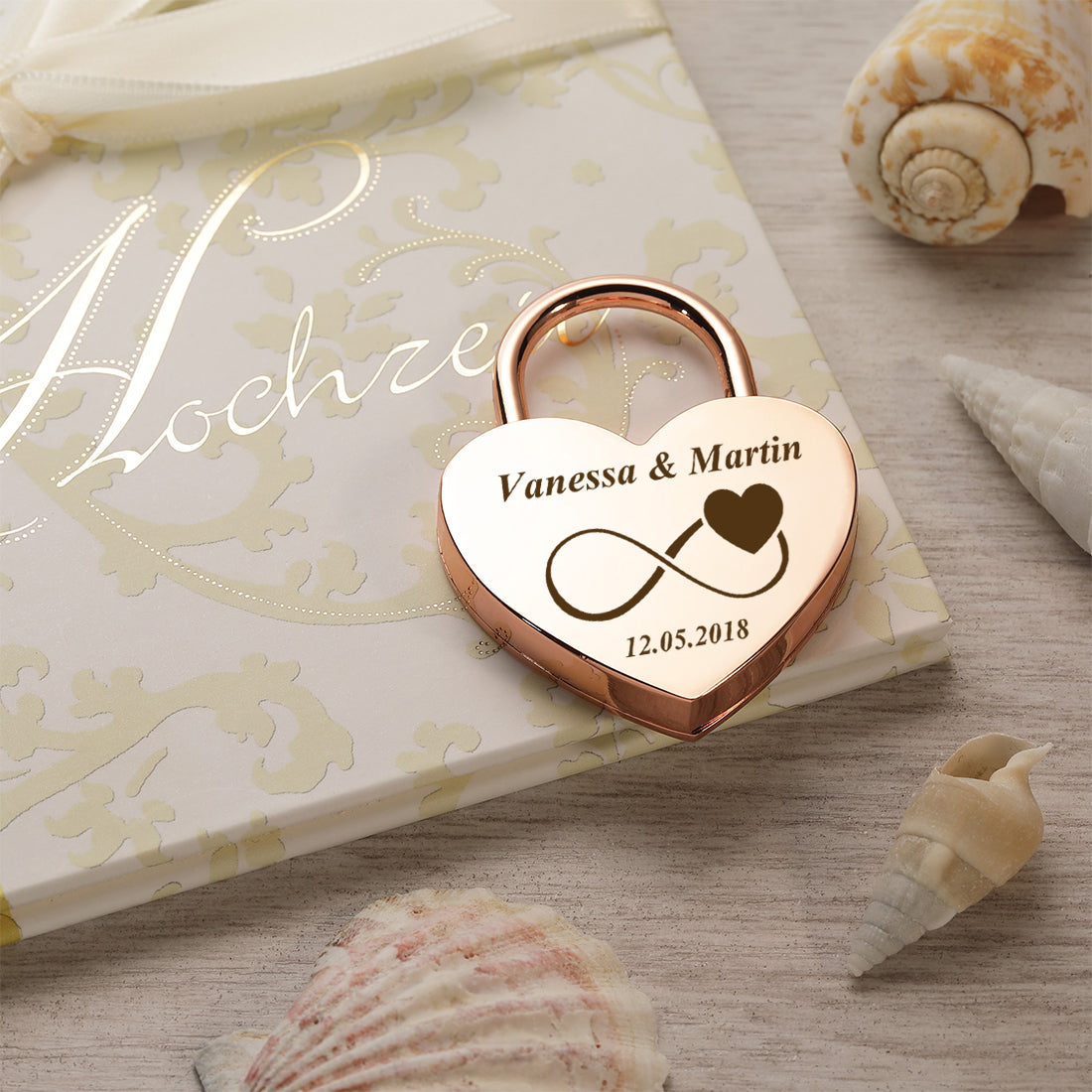 Herz Liebesschloss mit Gravur zur Hochzeit