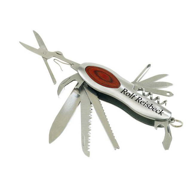 Multifunktionsmesser Wood mit 11 Funktionen und individueller Gravur