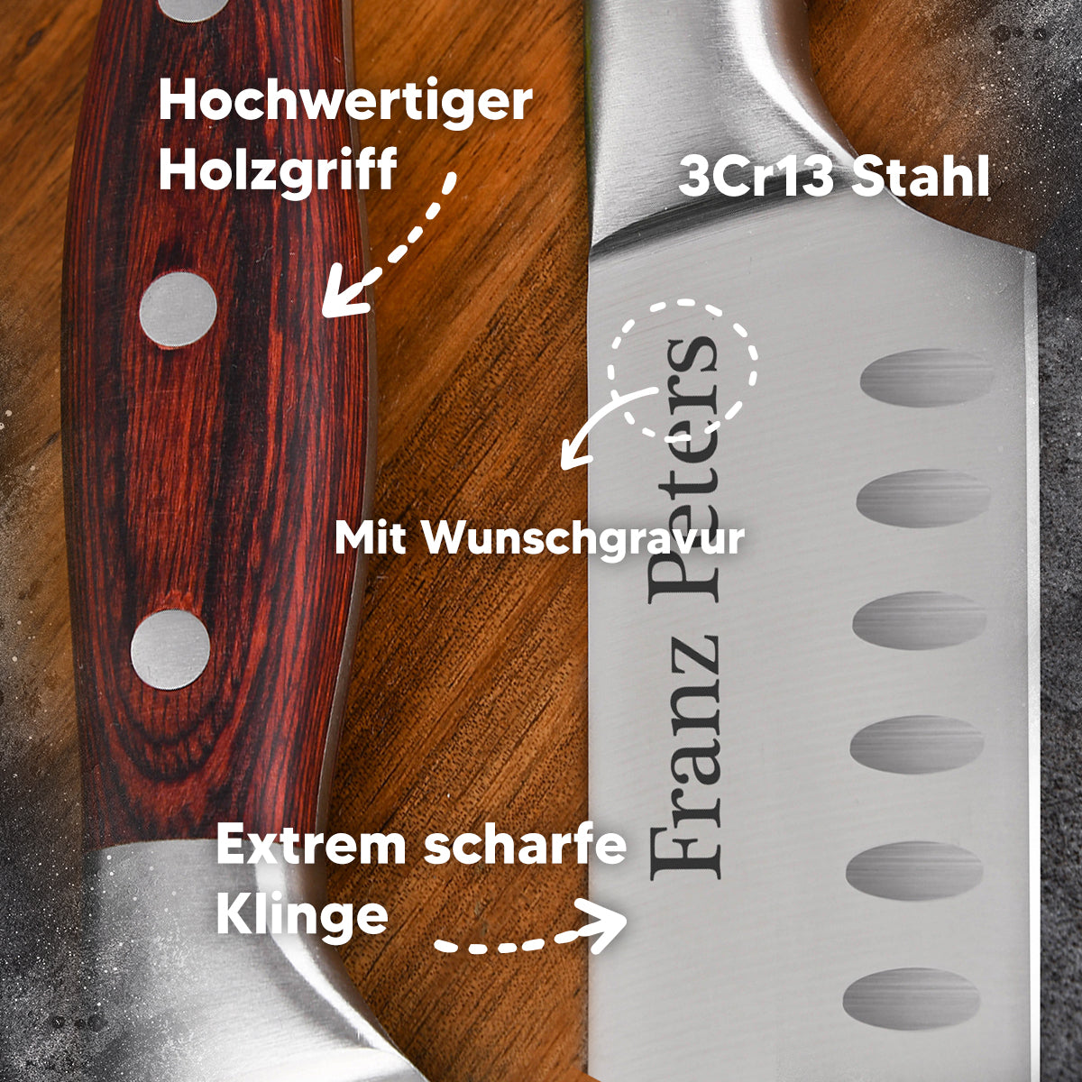 Personalisiertes Küchenmesser "Kobe" mit individueller Gravur