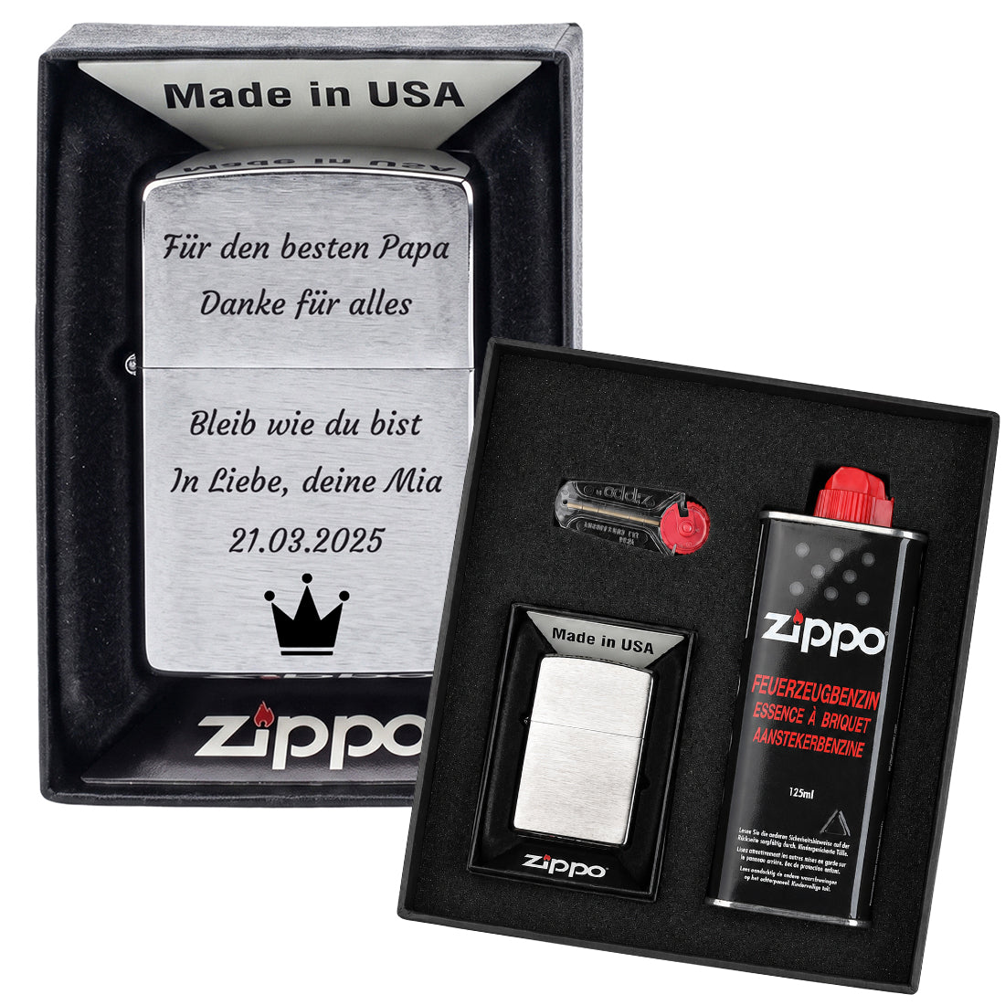 Original Zippo Feuerzeug mit Gravur & Geschenkset