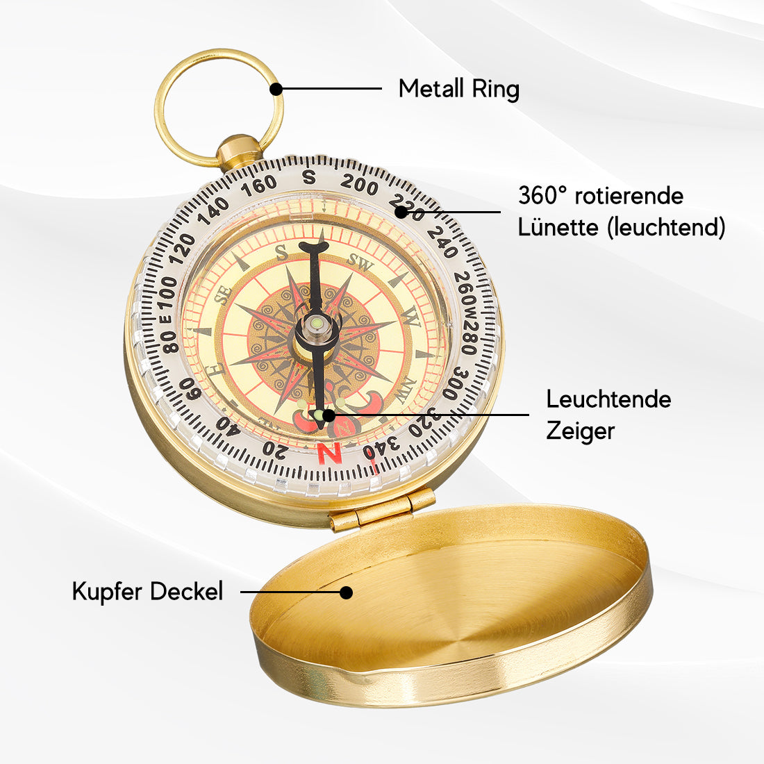 Personalisierter Kompass in Gold-Optik mit Wunschgravur