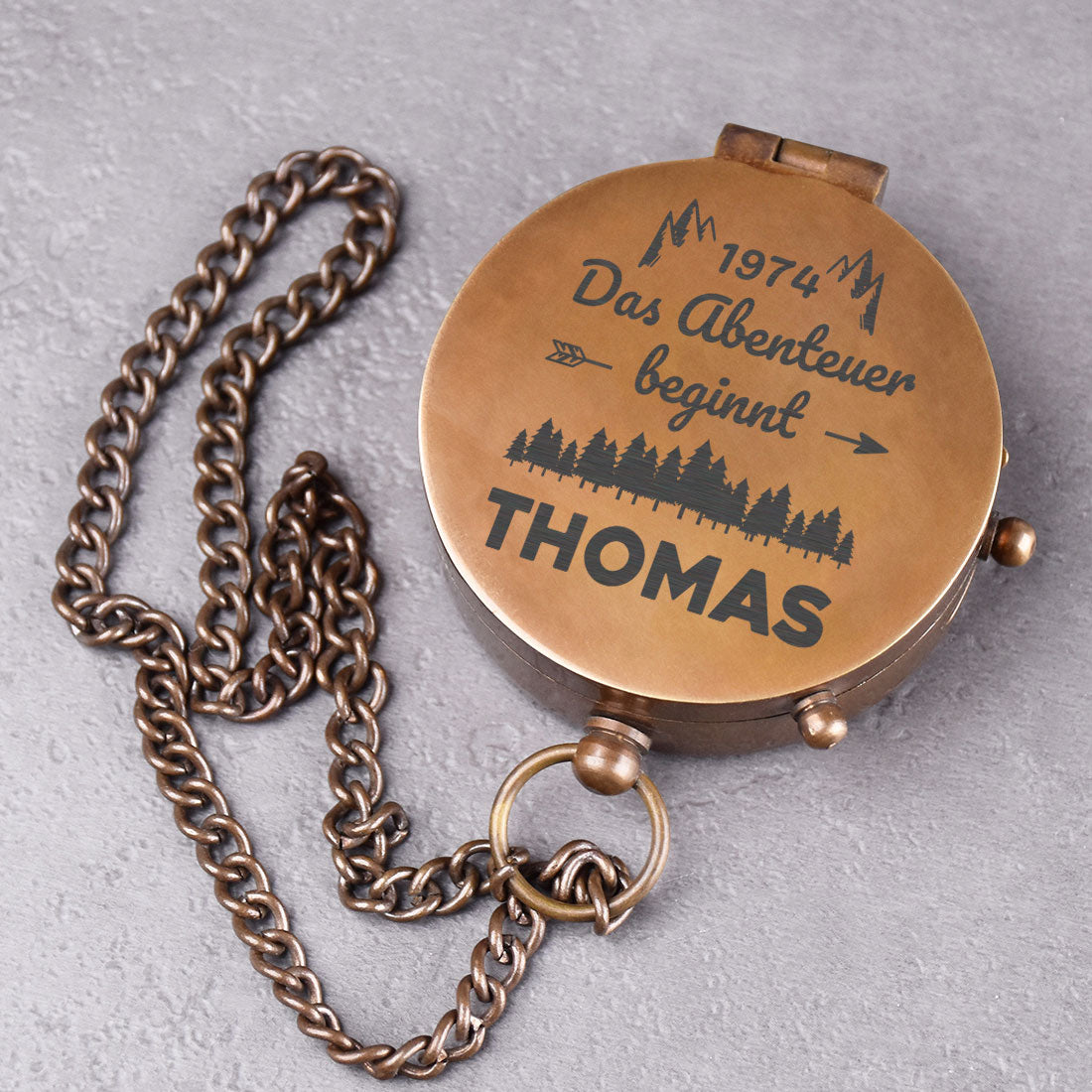 Messingkompass „Das Abenteuer beginnt“ mit Gravur - Abenteuer Geschenk